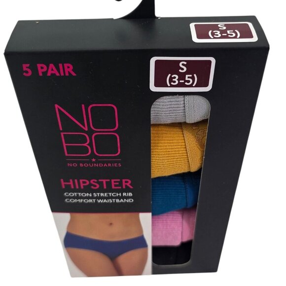 No Boundaries Cotton Stretch Ribbed 5-Pack Hipster NOBO Panties – Size Small - Picture 7 of 8